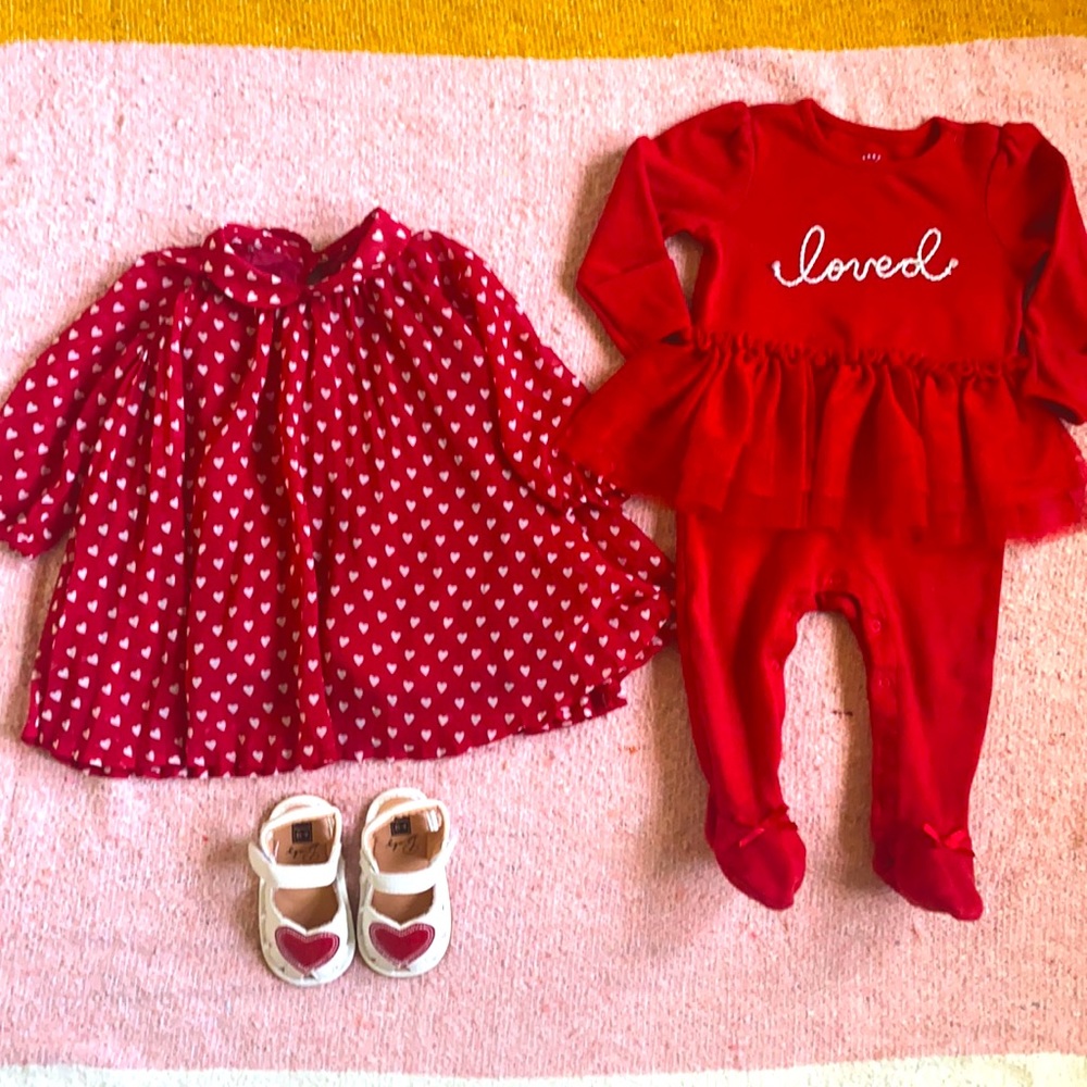 Baby girl Valentine’s Bundle shoes included